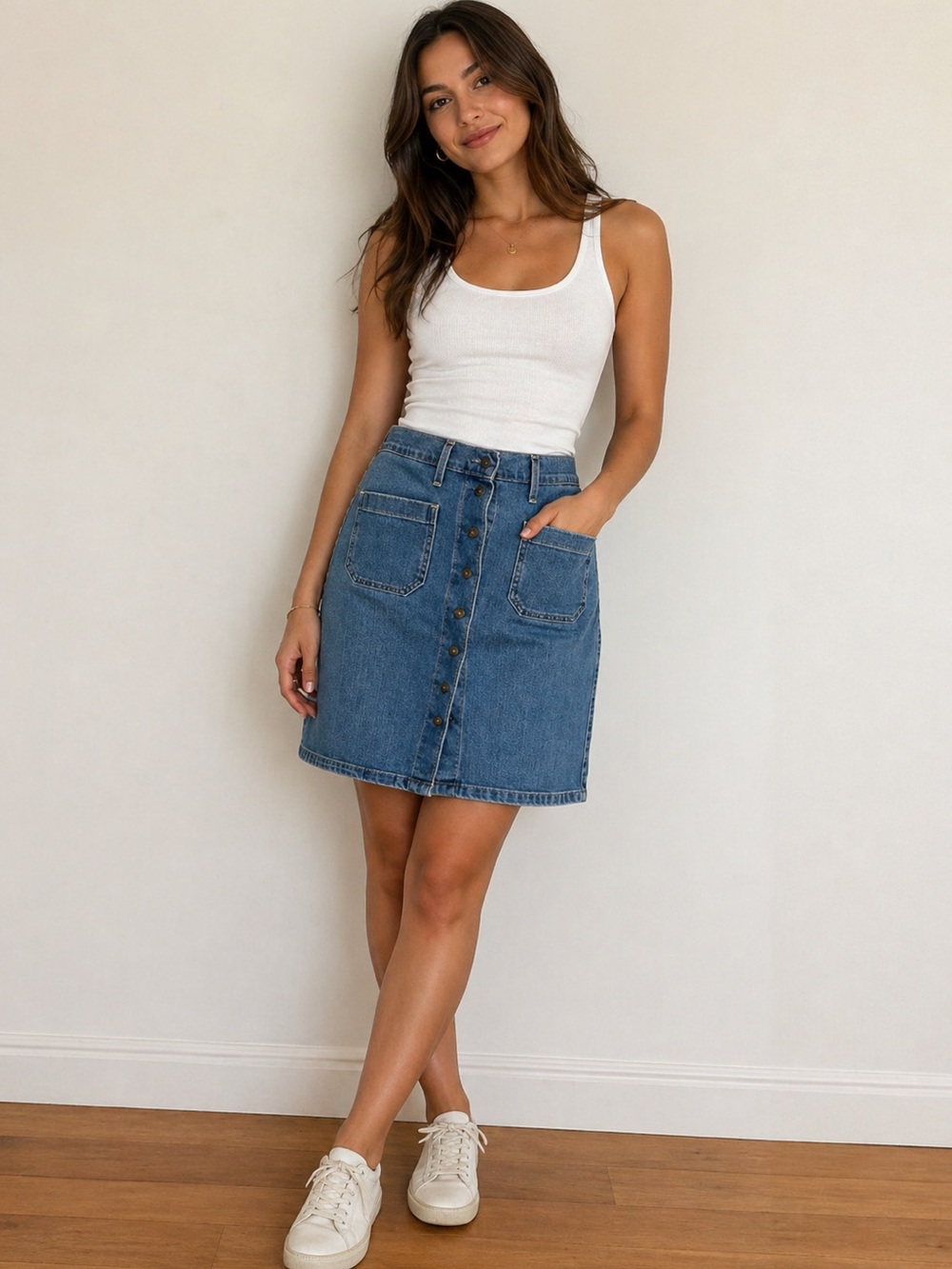 Levi’s Denim Patch Pocket Snap Front Skirt